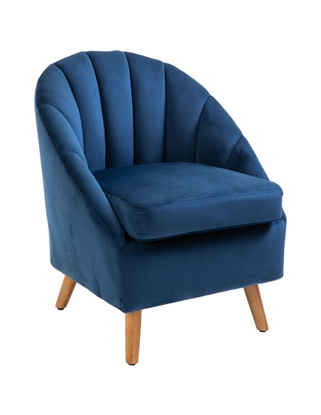 HOMCOM Velvet Fabric Single Sofa, Armchair with Solid Wood Legs, Blue - pic 24279 | FastDaddyshop
