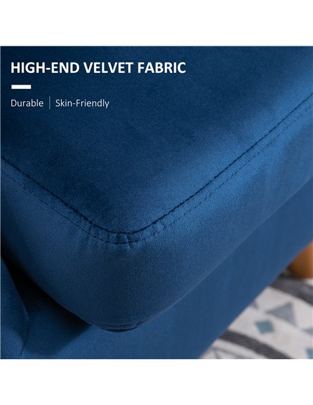 HOMCOM Accent Chair Velvet Fabric Single Sofa Armchair Home Living Room Solid Wood Leg Upholestered Side Armchair Blue - pic 24283 | FastDaddyshop