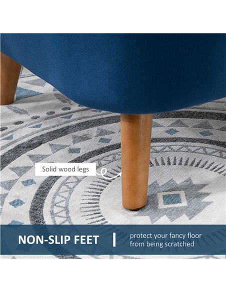 HOMCOM Accent Chair Velvet Fabric Single Sofa Armchair Home Living Room Solid Wood Leg Upholestered Side Armchair Blue - pic 24284 | FastDaddyshop