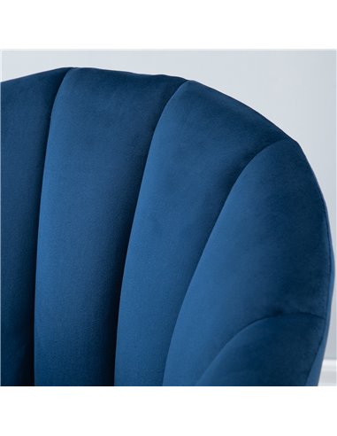 HOMCOM Accent Chair Velvet Fabric Single Sofa Armchair Home Living Room Solid Wood Leg Upholestered Side Armchair Blue