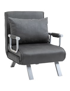 HOMCOM Modern 2-In-1 Design Single Sofa Bed, Foldable Armchair with Pillow, Dark Grey