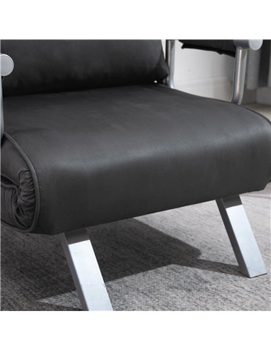 HOMCOM Modern 2-In-1 Design Single Sofa Bed, Foldable Armchair with Pillow, Dark Grey