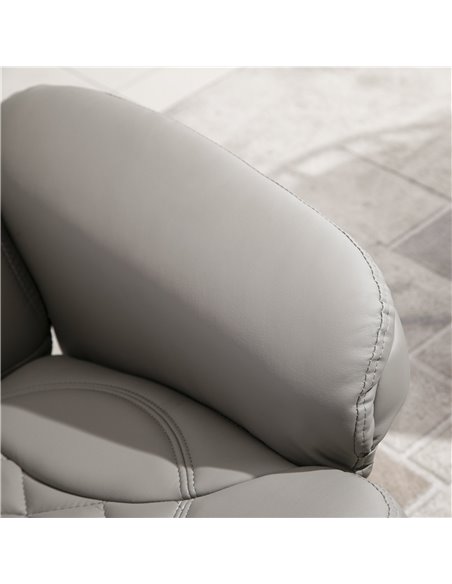 HOMCOM PU Recliner Chair with Footrest, Headrest, Round Wood Base, Lounge Reading Armchair, Grey - pic 24340 | FastDaddyshop