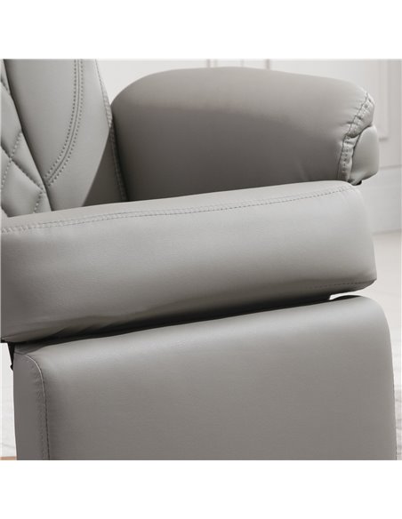 HOMCOM PU Recliner Chair with Footrest, Headrest, Round Wood Base, Lounge Reading Armchair, Grey - pic 24341 | FastDaddyshop