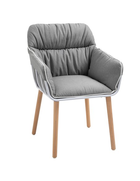 HOMCOM Modern Leisure Armchair with Thick Padding, Wood Legs, Foot Pads, Grey - pic 24342 | FastDaddyshop