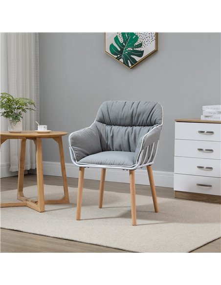 HOMCOM Modern Leisure Armchair with Thick Padding, Wood Legs, Foot Pads, Grey - pic 24343 | FastDaddyshop