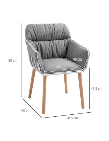 HOMCOM Modern Leisure Armchair with Thick Padding, Wood Legs, Foot Pads, Grey