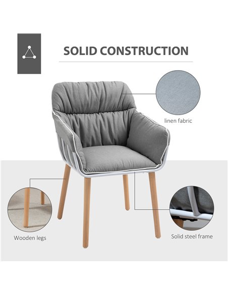 HOMCOM Modern Leisure Armchair with Thick Padding, Wood Legs, Foot Pads, Grey - pic 24345 | FastDaddyshop