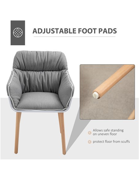 HOMCOM Modern Leisure Armchair with Thick Padding, Wood Legs, Foot Pads, Grey - pic 24347 | FastDaddyshop