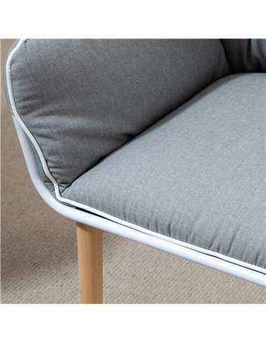 HOMCOM Modern Leisure Armchair with Thick Padding, Wood Legs, Foot Pads, Grey