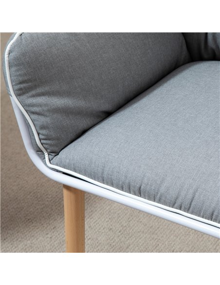 HOMCOM Modern Leisure Armchair with Thick Padding, Wood Legs, Foot Pads, Grey - pic 24348 | FastDaddyshop
