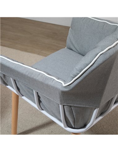 HOMCOM Modern Leisure Armchair with Thick Padding, Wood Legs, Foot Pads, Grey