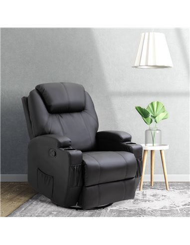 HOMCOM PU Leather Swivel Massage Armchair, Black