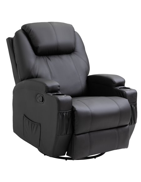 HOMCOM PU Leather Swivel Massage Armchair, Black - pic 24352 | FastDaddyshop