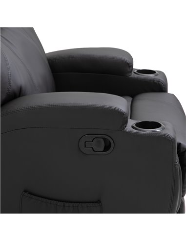 HOMCOM Recliner Sofa Chair PU Leather Armchair Cinema Massage Chair Swivel Nursing Gaming Chair Black