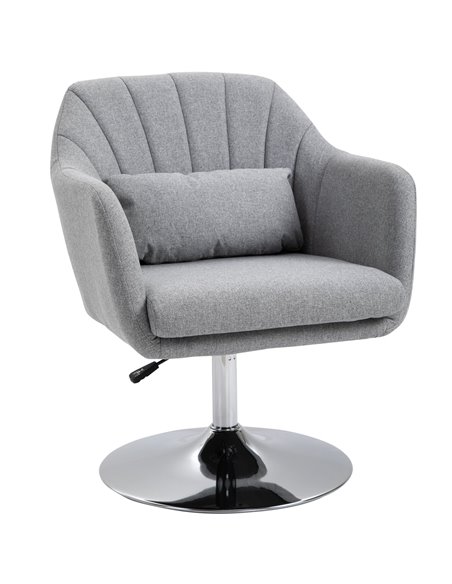 HOMCOM Swivel Armchair with Adjustable Height, Thick Cushion, Lumbar Support, Armrest, Grey - pic 24369 | FastDaddyshop