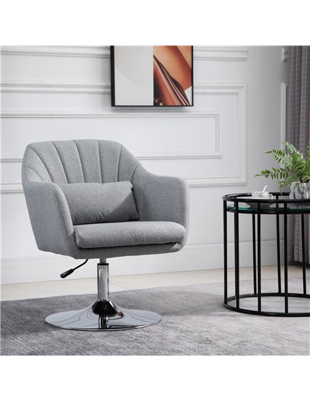 HOMCOM Swivel Armchair with Adjustable Height, Thick Cushion, Lumbar Support, Armrest, Grey - pic 24370 | FastDaddyshop