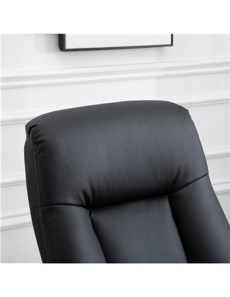 HOMCOM 10-Point Massage Sofa Armchair Chair PU Leather W/ Footrest Stool Recliner Black - pic 24384 | FastDaddyshop