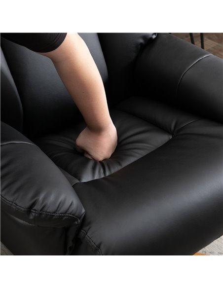 HOMCOM 10-Point Massage Sofa Armchair Chair PU Leather W/ Footrest Stool Recliner Black - pic 24385 | FastDaddyshop