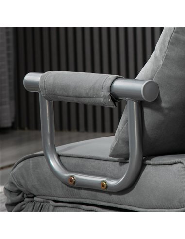 HOMCOM Modern 2-In-1 Design Single Sofa Bed, Foldable Armchair with Pillow, Light Grey