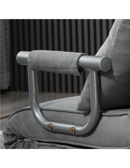 HOMCOM Modern 2-In-1 Design Single Sofa Bed, Foldable Armchair with Pillow, Light Grey - pic 24395 | FastDaddyshop