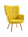 HOMCOM Modern Accent Chair, Velvet-Touch Tufted Wingback Armchair with Wood Legs, Yellow