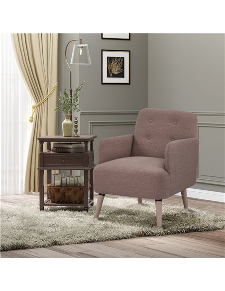 HOMCOM Armchair with Nature Wood Frame, Birch Wood Legs, Light Brown - pic 24451 | FastDaddyshop