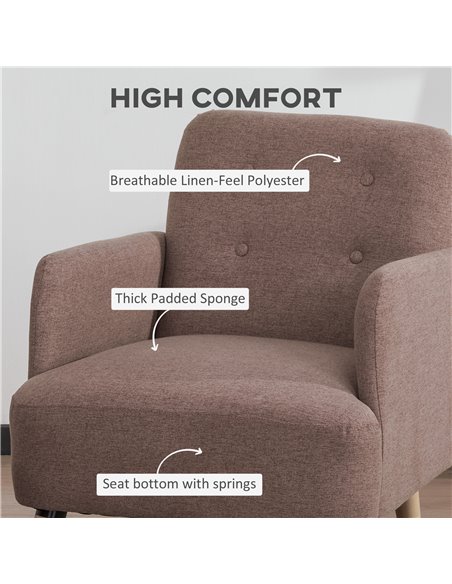 HOMCOM Armchair with Nature Wood Frame, Birch Wood Legs, Light Brown - pic 24454 | FastDaddyshop