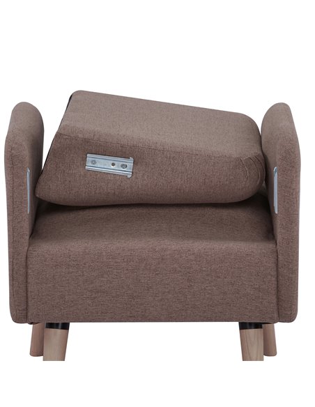 HOMCOM Armchair with Nature Wood Frame, Birch Wood Legs, Light Brown - pic 24457 | FastDaddyshop