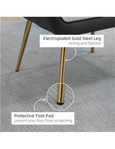 HOMCOM Modern Velvet Armchairs with Gold Steel Legs, Upholstered Accent Chairs for Living Room and Bedroom, Light Grey