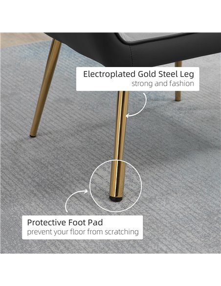 HOMCOM Modern Velvet Armchairs with Gold Steel Legs, Upholstered Accent Chairs for Living Room and Bedroom, Light Grey - pic 24464 | FastDaddyshop