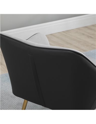 HOMCOM Modern Velvet Armchairs with Gold Steel Legs, Upholstered Accent Chairs for Living Room and Bedroom, Light Grey