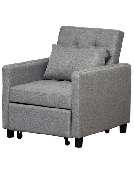 HOMCOM Modern 2-In-1 Single Sofa Bed, Foldable Lounger Armchair with Adjustable Backrest, Grey - pic 24468 | FastDaddyshop