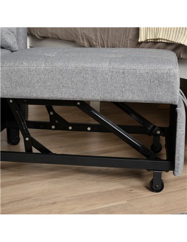 HOMCOM Modern 2-In-1 Single Sofa Bed, Foldable Lounger Armchair with Adjustable Backrest, Grey