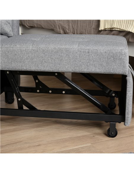 HOMCOM Modern 2-In-1 Single Sofa Bed, Foldable Lounger Armchair with Adjustable Backrest, Grey - pic 24475 | FastDaddyshop