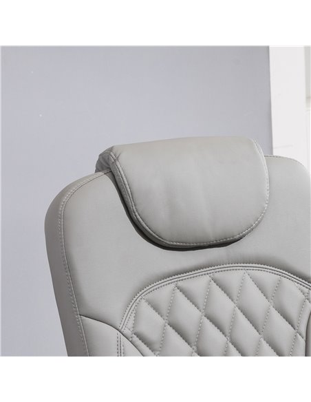 HOMCOM PU Recliner Chair with Footrest, Headrest, Round Wooden Base, Grey - pic 24484 | FastDaddyshop