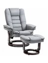 HOMCOM PU Leather Leisure Lounge Chair Armchair with Swivel Wood Base, Grey