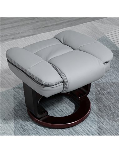 HOMCOM Manual Recliner and Footrest Set PU Leather Leisure Lounge Chair Armchair with Swivel Wood Base, Grey
