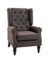 HOMCOM Wingback Armchair with Wood Frame, Button Tufted Design, Brown