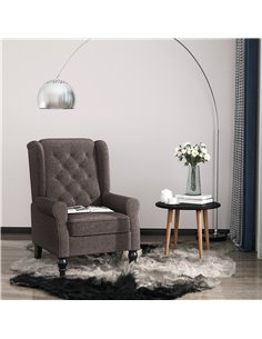 HOMCOM Wingback Armchair with Wood Frame, Button Tufted Design, Brown 2