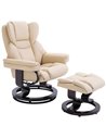 HOMCOM PU Leather Reclining Swivel Armchair with Footstool, Metal Frame, Bentwood Base, Cream