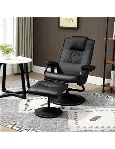 HOMCOM PU Leather Massage Reclining Armchair, Recliner Chair and Ottoman, Black 2