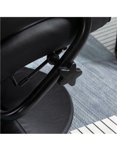 HOMCOM Manual Sofa Reclining Armchair PU Leather Massage Recliner Chair and Ottoman, Black