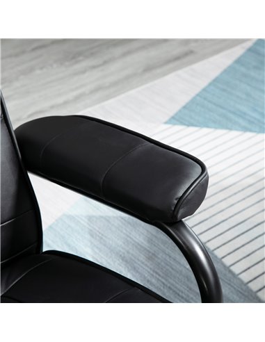 HOMCOM Manual Sofa Reclining Armchair PU Leather Massage Recliner Chair and Ottoman, Black