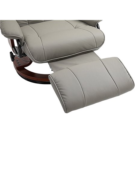 HOMCOM Manual Recliner Chair Armchair Sofa with Faux Leather Upholstered Wooden Base for Living Room Bedroom, Grey - pic 24538 | FastDaddyshop