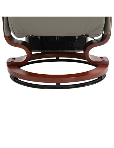 HOMCOM Manual Recliner Chair Armchair Sofa with Faux Leather Upholstered Wooden Base for Living Room Bedroom, Grey