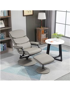 HOMCOM Faux Leather Recliner Chair with Footrest Stool, Grey 2