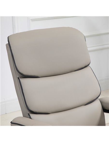 HOMCOM Recliner Chair with Ottoman 360° Swivel Faux Leather High Back Armchair w/ Footrest Stool for Home Office - pic 24548 | FastDaddyshop