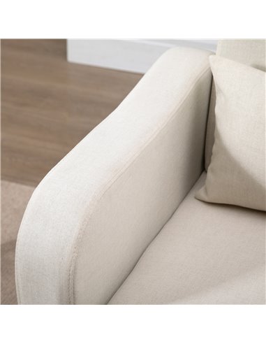 HOMCOM Accent Chair, Linen-Touch Armchair, Upholstered Leisure Lounge Sofa, Club Chair with Wooden Frame, Cream