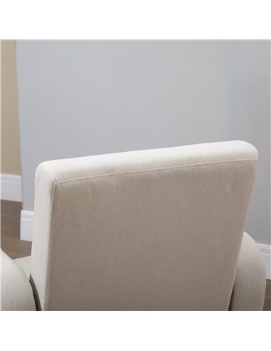 HOMCOM Accent Chair, Linen-Touch Armchair, Upholstered Leisure Lounge Sofa, Club Chair with Wooden Frame, Cream